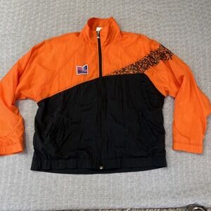 Vintage Kappa Jacket Full Zip Mens L Black Orange Windbreaker Colorblock 80s Y2K